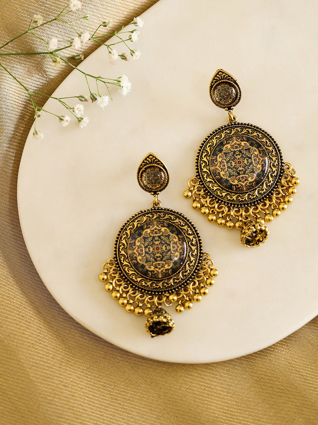 

W Gold-Toned Crescent Shaped Drop Earrings