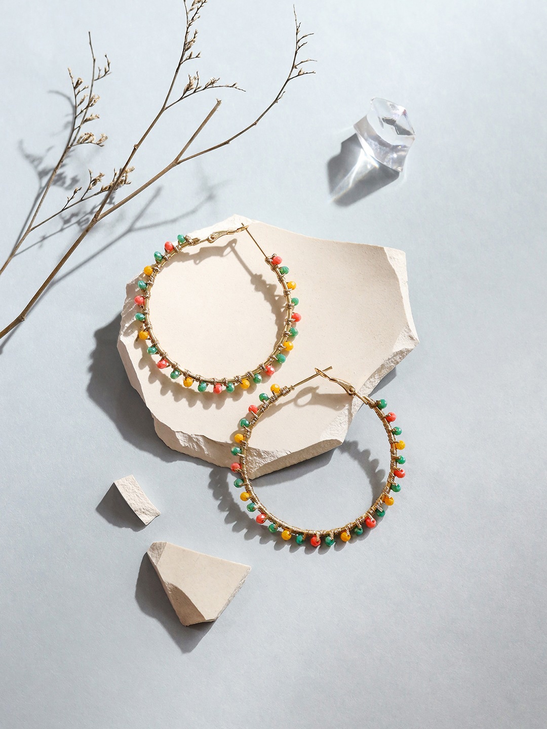 

W Multicoloured Circular Hoop Earrings, Multi