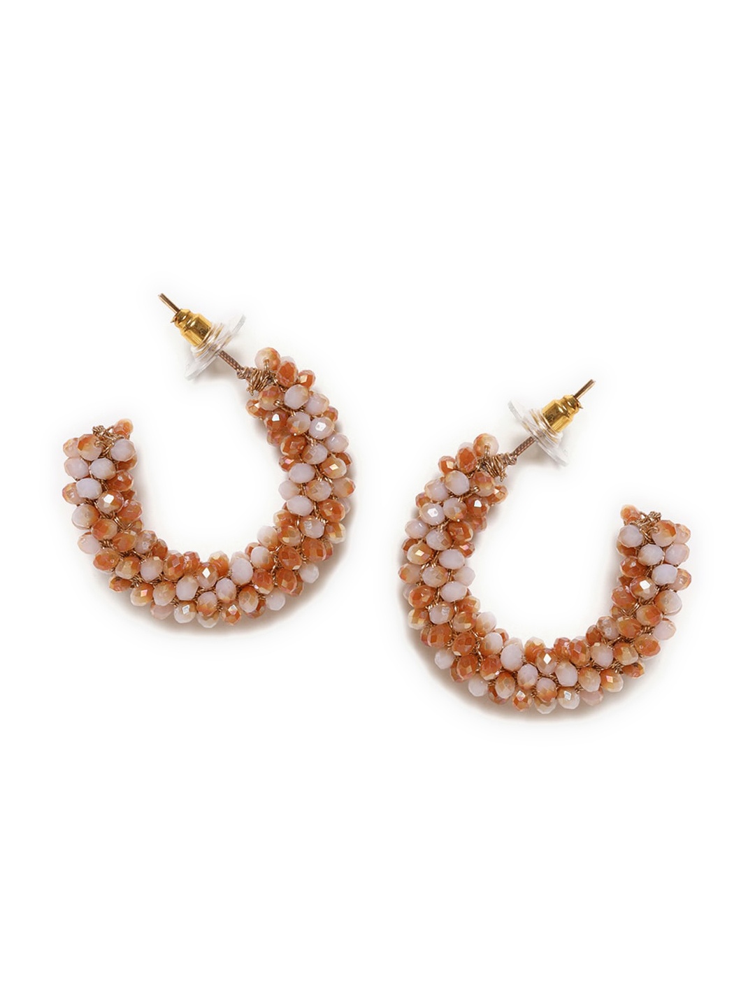 

W Beige Circular Half Hoop Earrings