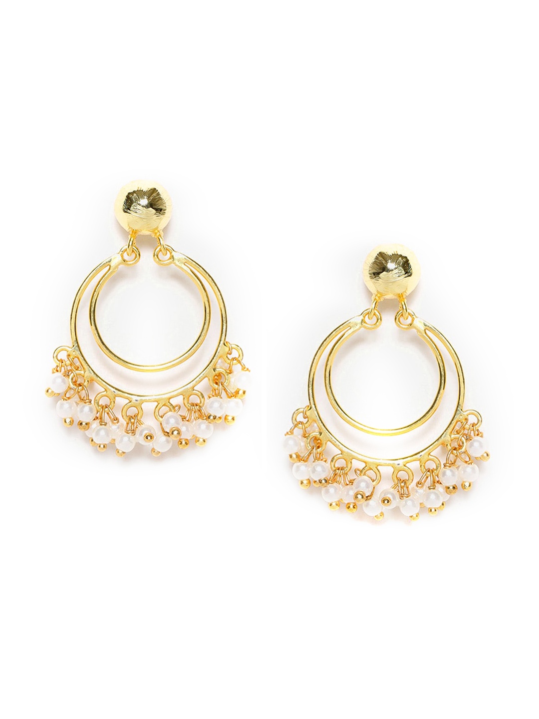 

W White Circular Chandbalis Earrings