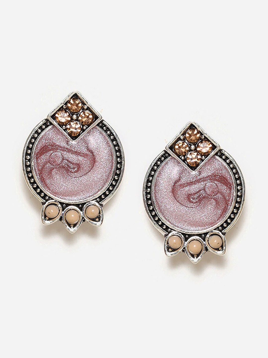 

W Brown Circular Studs Earrings