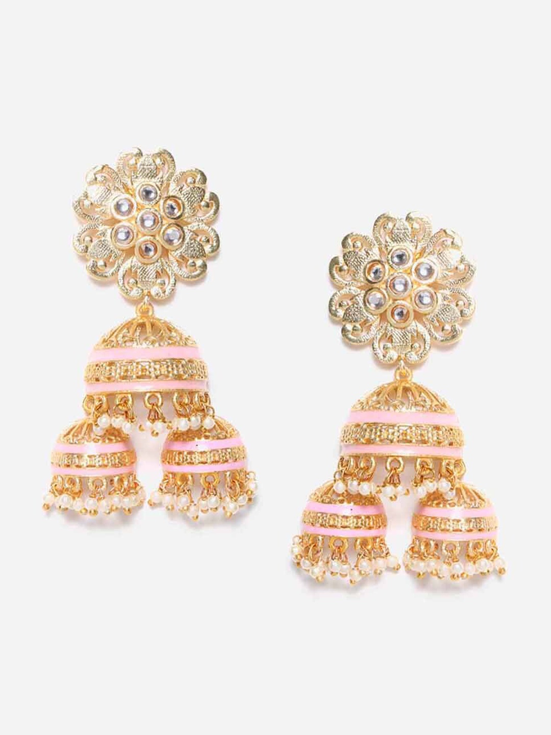 

W Pink Floral Jhumkas Earrings