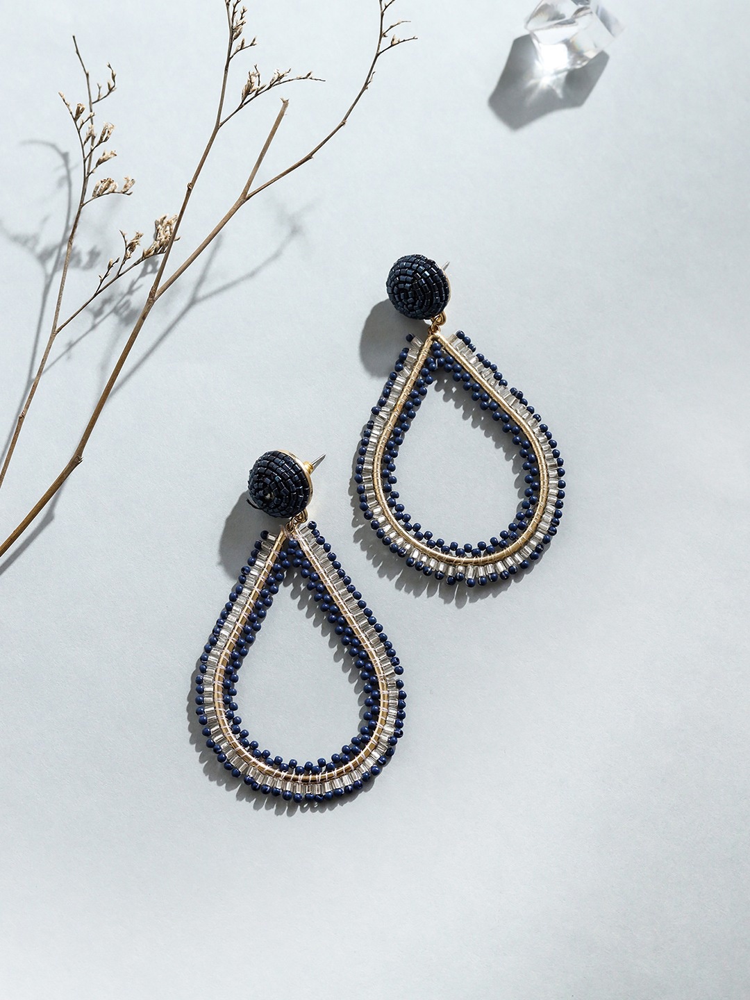 

W Blue Teardrop Shaped Drop Earrings