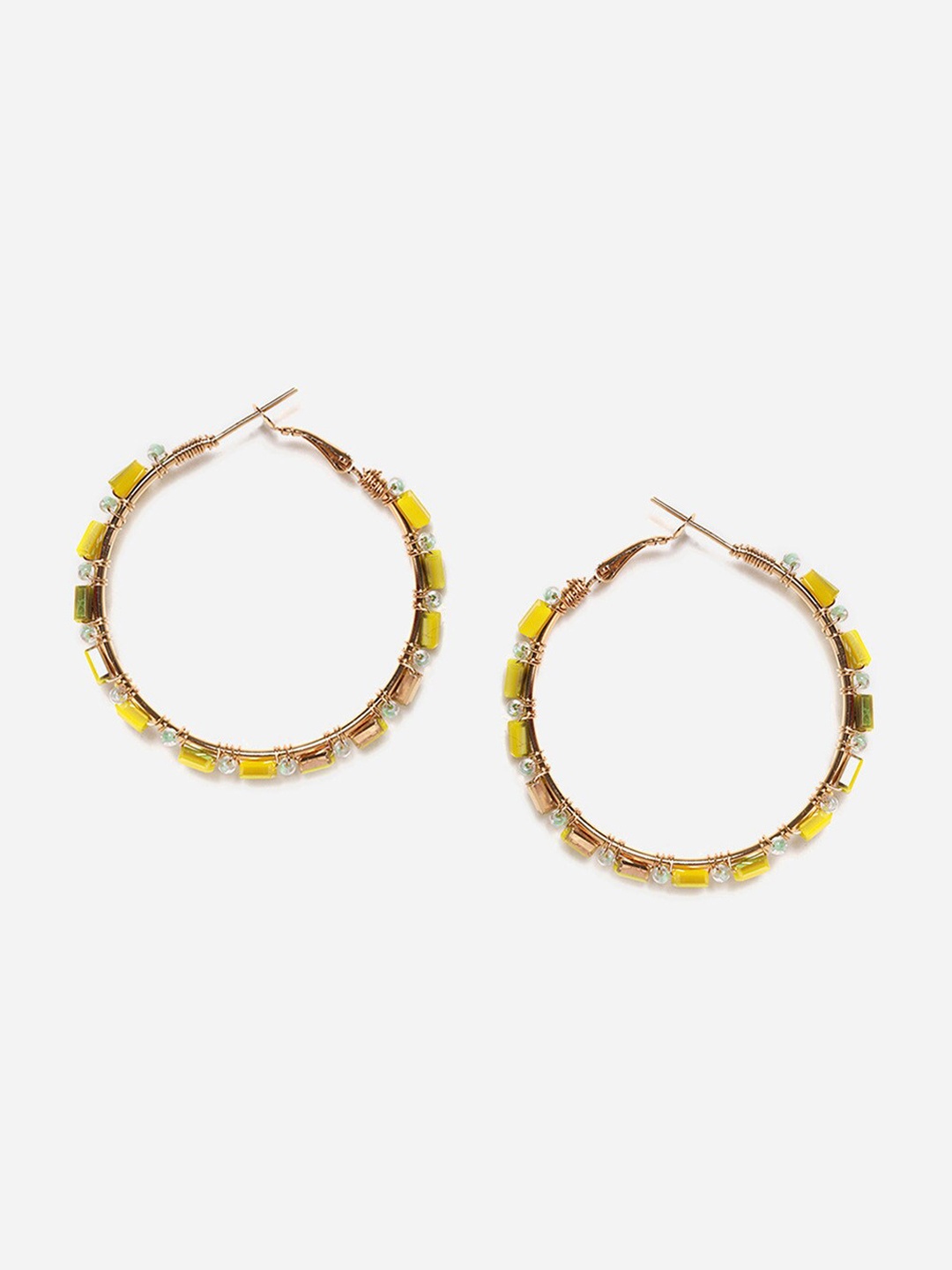 

W Yellow Circular Hoop Earrings