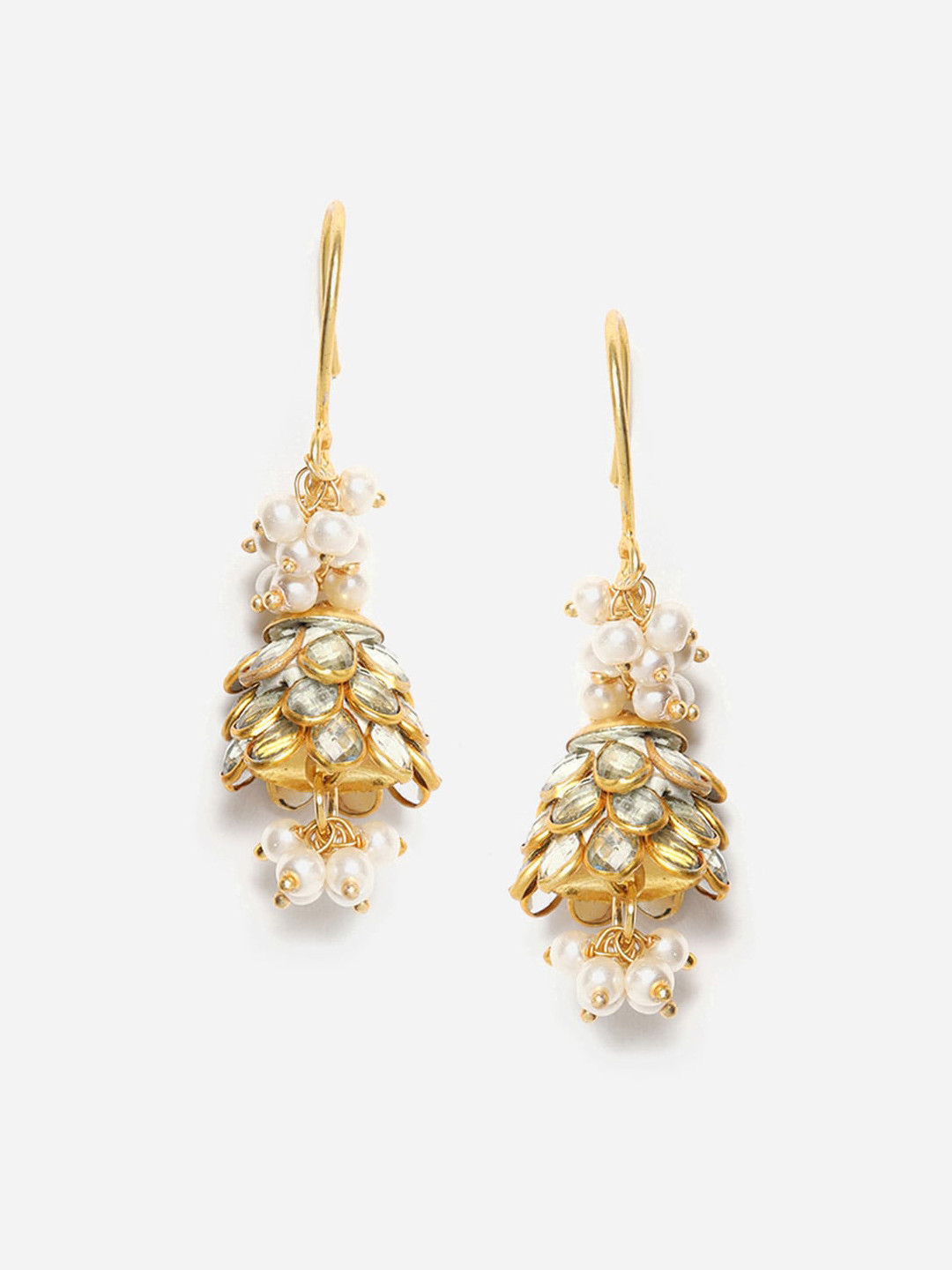 

W White Dome Shaped Ear Cuff Earrings
