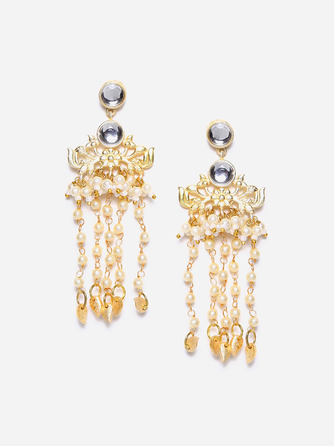 

W White Floral Jhumkas Earrings