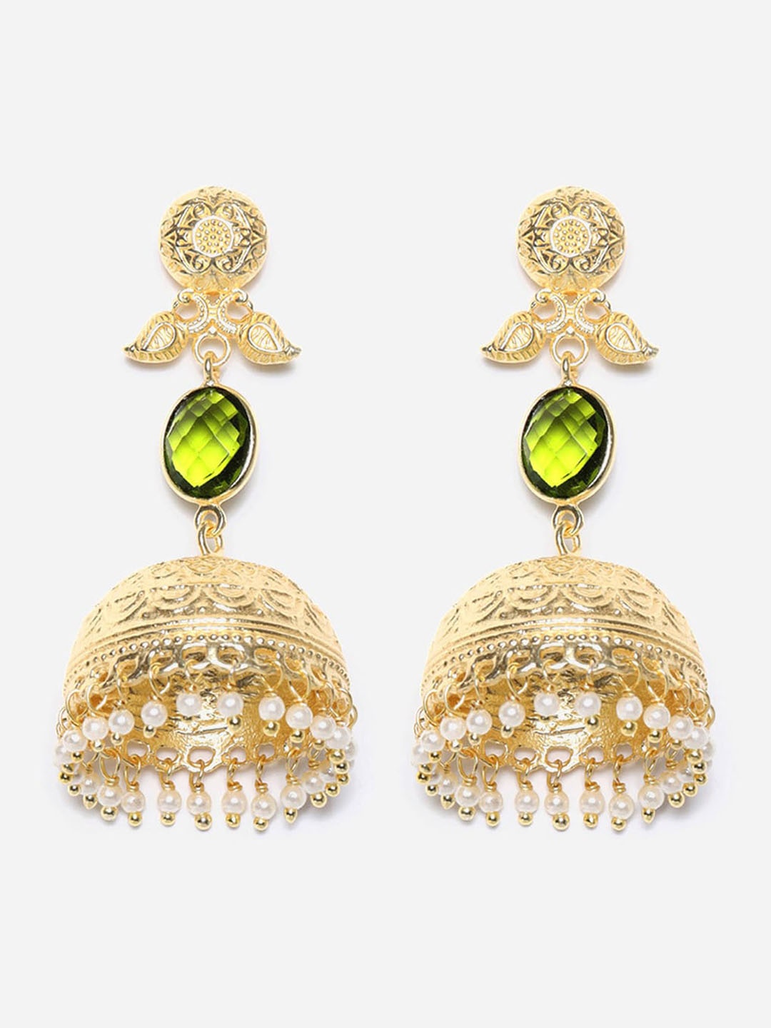 

W Green Dome Shaped Jhumkas Earrings