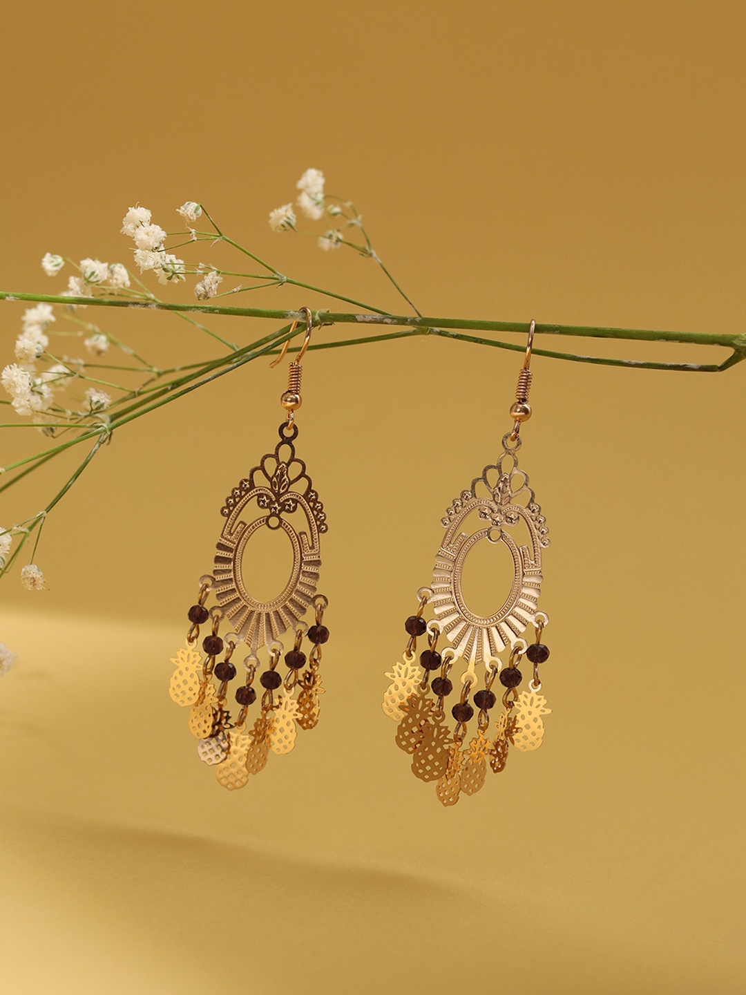 

W Purple Leaf Shaped Drop Earrings