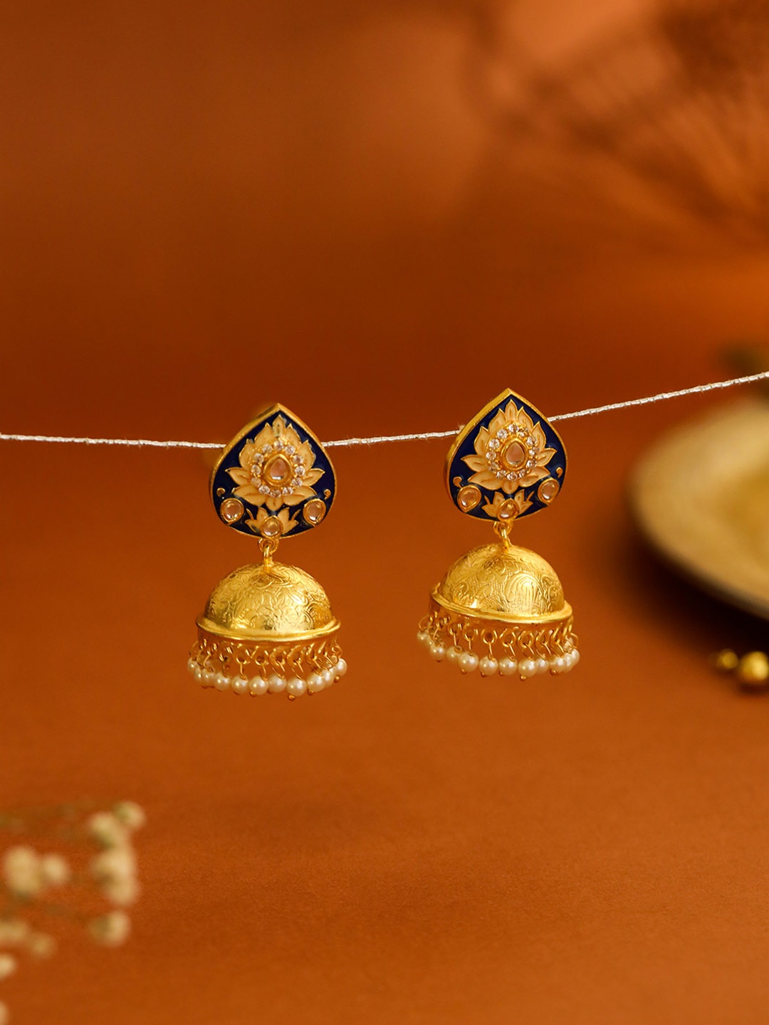

W Blue Dome Shaped Jhumkas Earrings