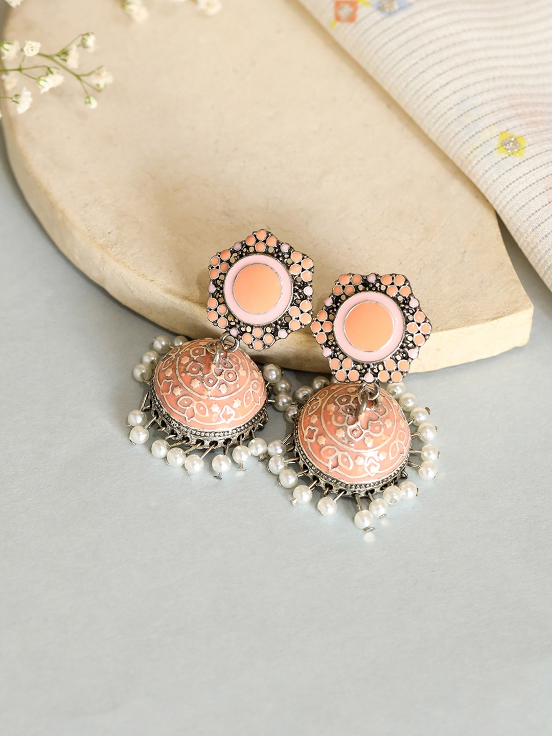 

W Pink Dome Shaped Jhumkas Earrings