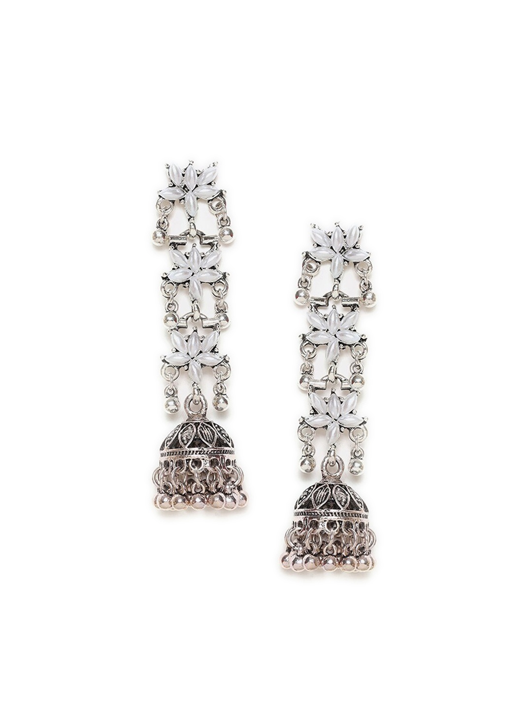 

W White Dome Shaped Jhumkas Earrings