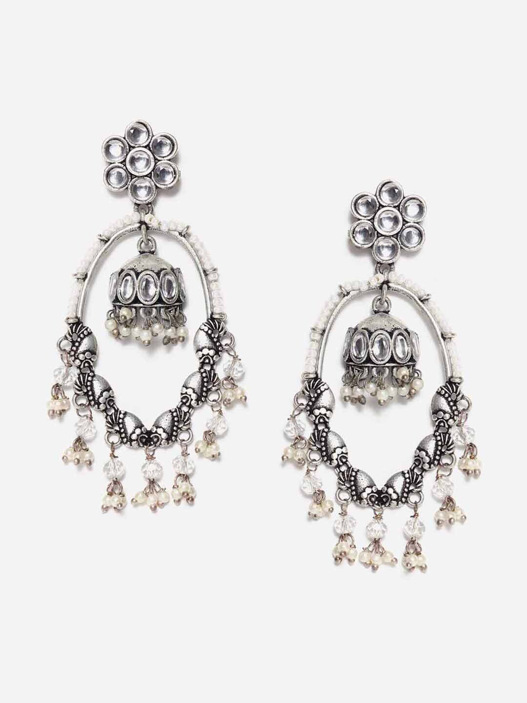 

W White Contemporary Chandbalis Earrings