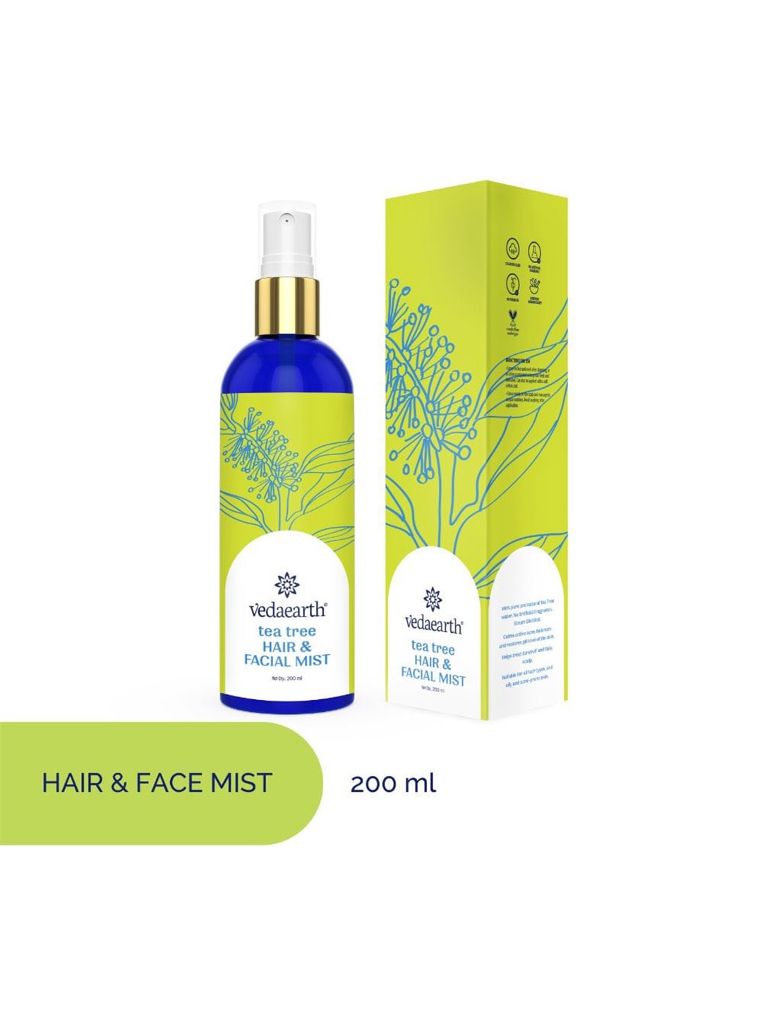 

VEDAEARTH Tea Tree Hair & Facial Mist - 200 ml, Green