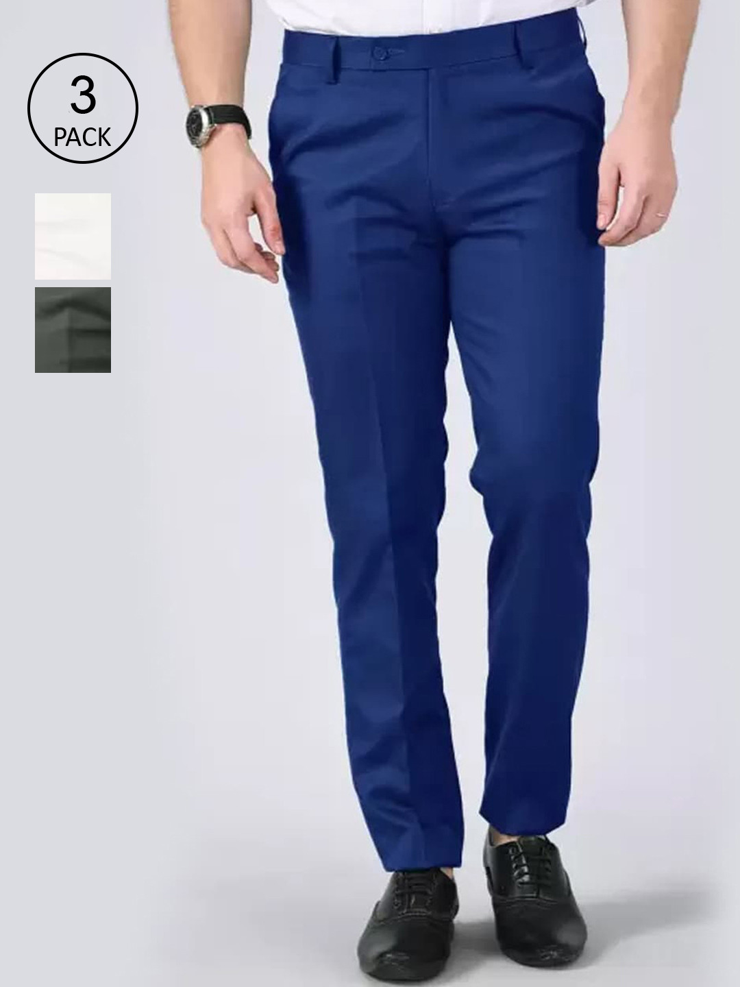 

AD & AV Men Multicoloured Classic Easy Wash Chinos Trousers, Multi