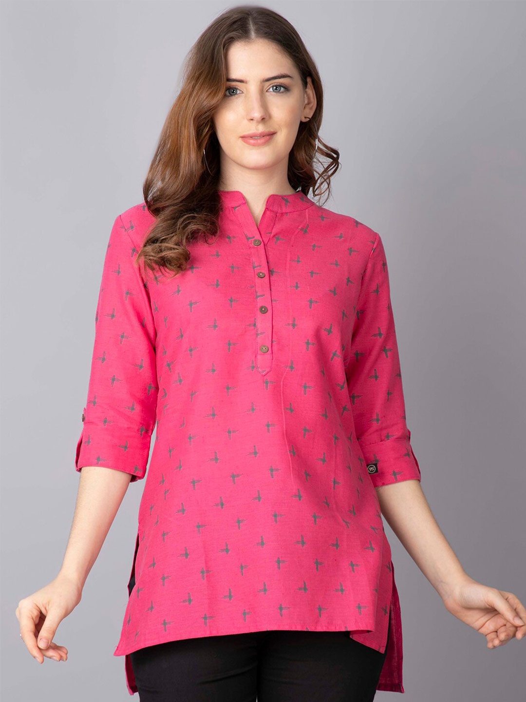

Pistaa Pink Geometric Printed Kurti