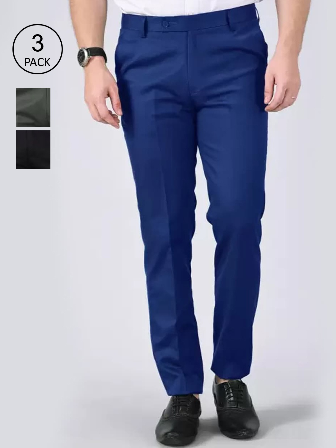

AD & AV Men Multicoloured Classic Easy Wash Chinos Trousers, Multi