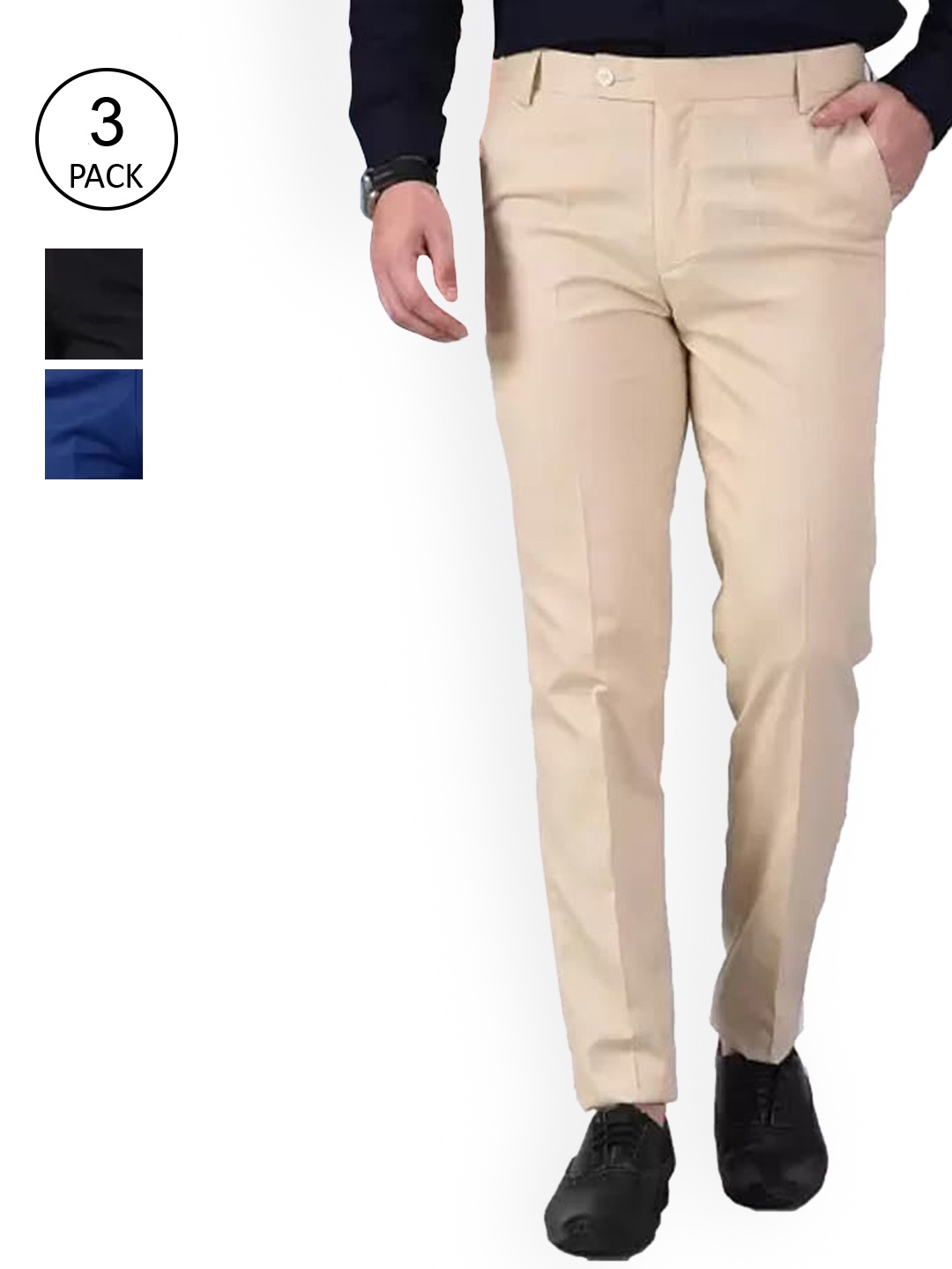 

AD & AV Men Multicoloured Classic Easy Wash Chinos Trousers, Multi