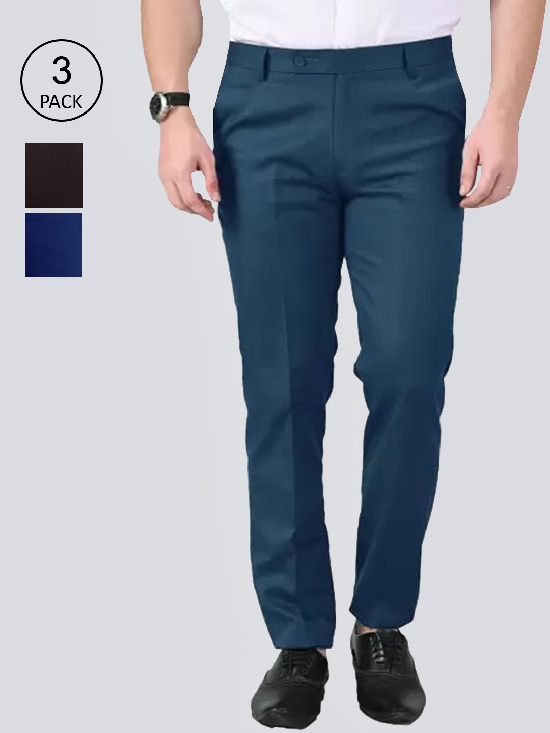 

AD & AV Men Multicoloured Classic Easy Wash Chinos Trousers, Multi