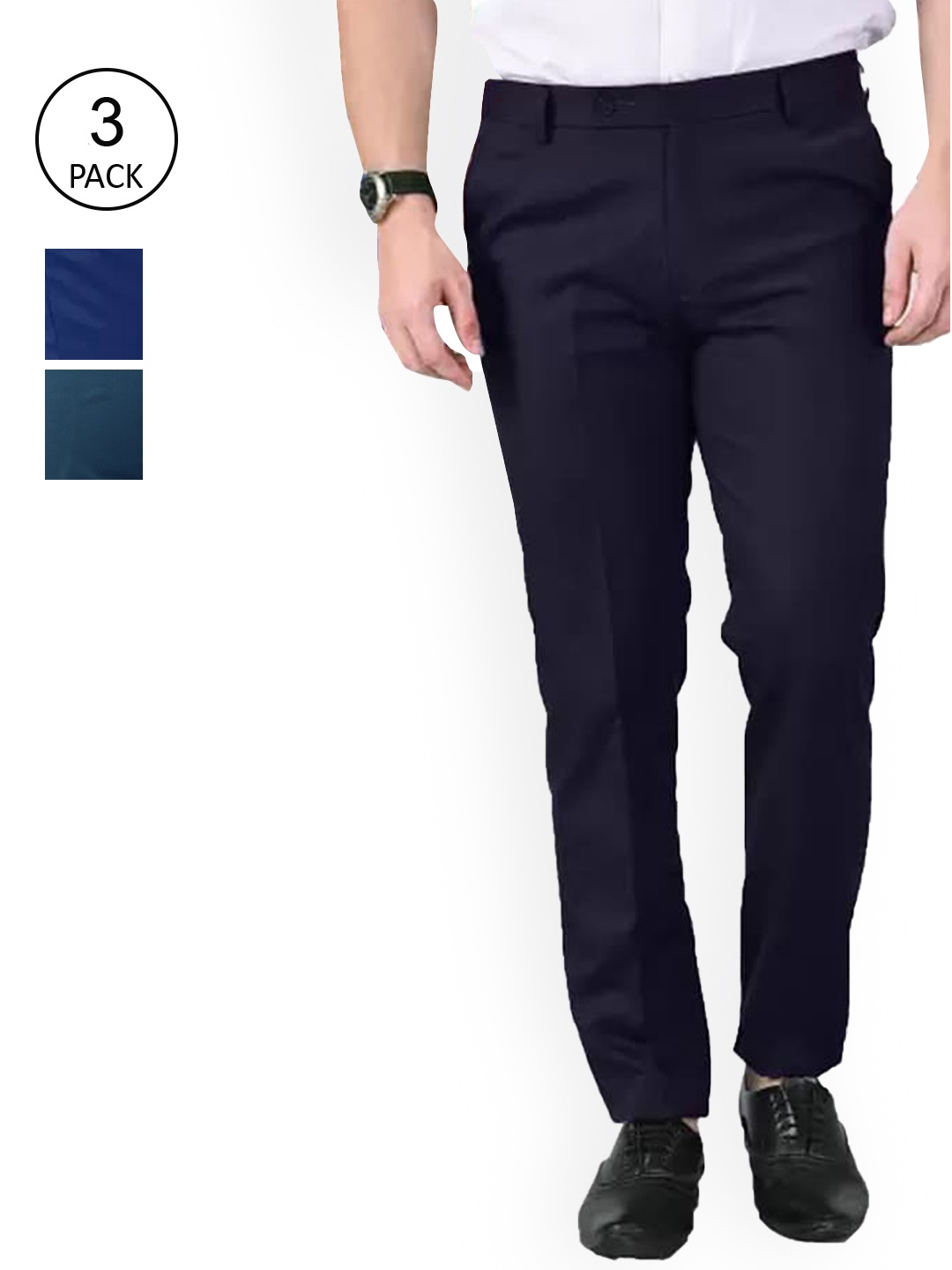 

AD & AV Men Multicoloured Classic Easy Wash Chinos Trousers, Multi