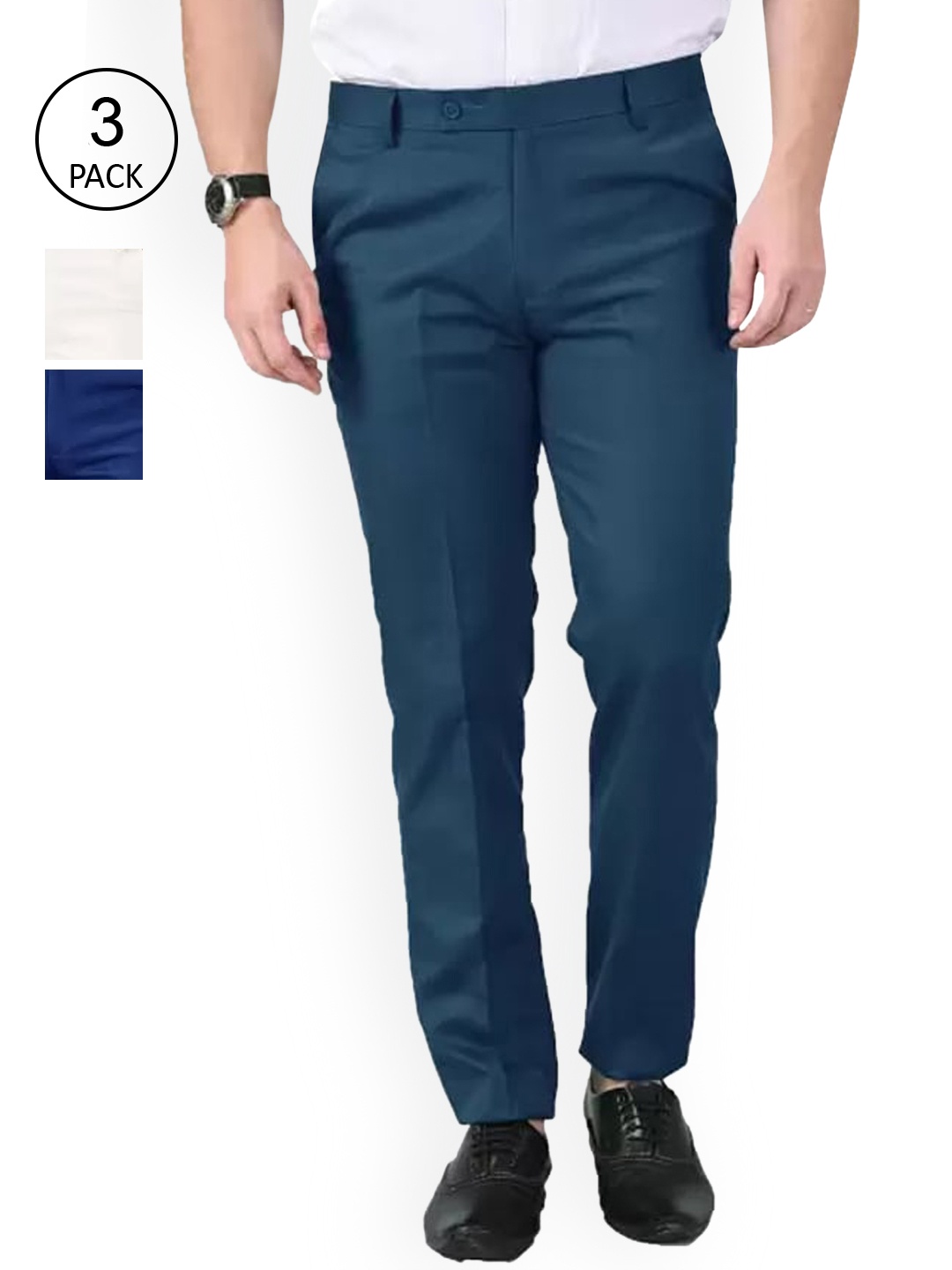 

AD & AV Men Multicoloured Classic Easy Wash Chinos Trousers, Multi