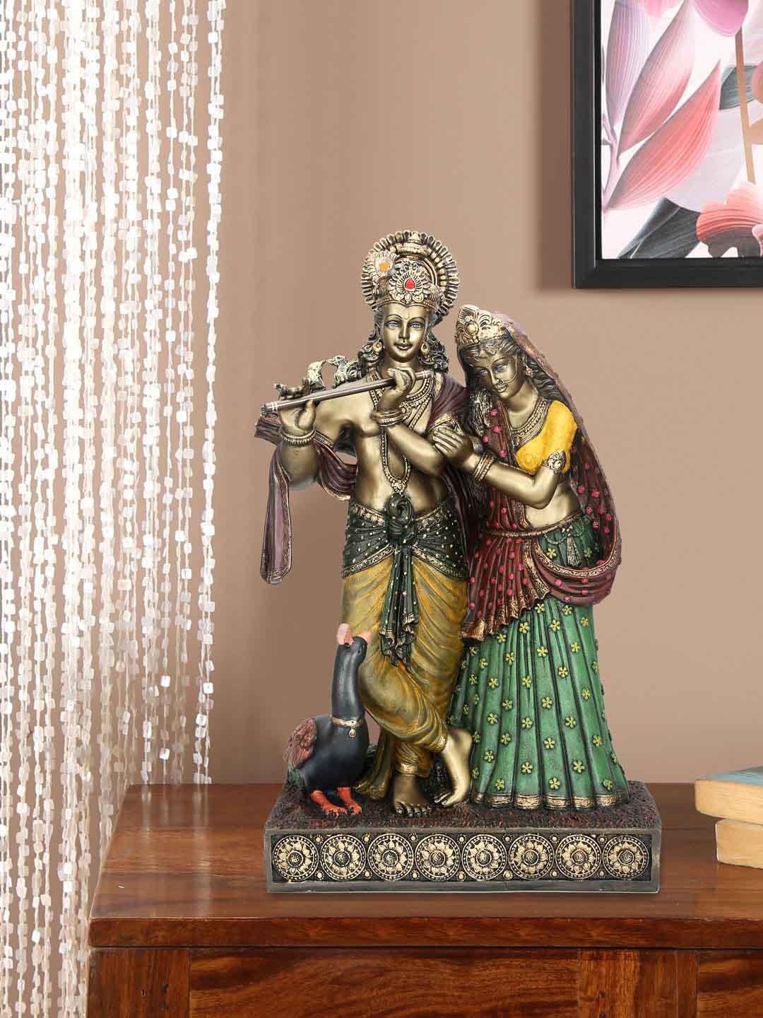 

Athome by Nilkamal Mustard Yellow Ceramic Radha Krishna Couple