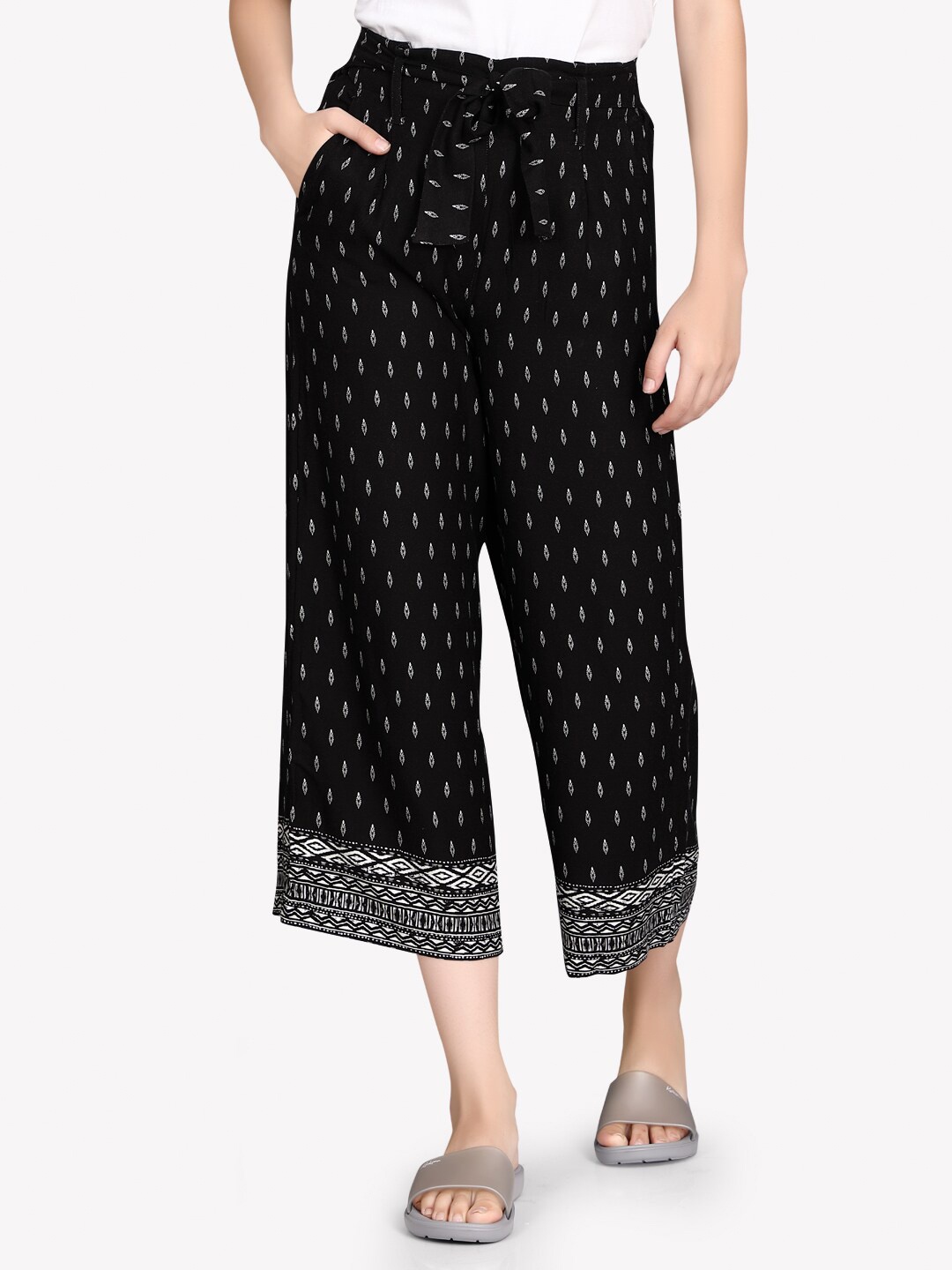 

VASTRADO Women Black & White Printed Palazzos
