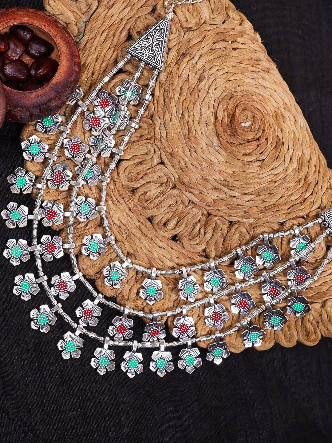 

DIVA WALK Silver-Toned & Purple Brass Silver-Plated Necklace