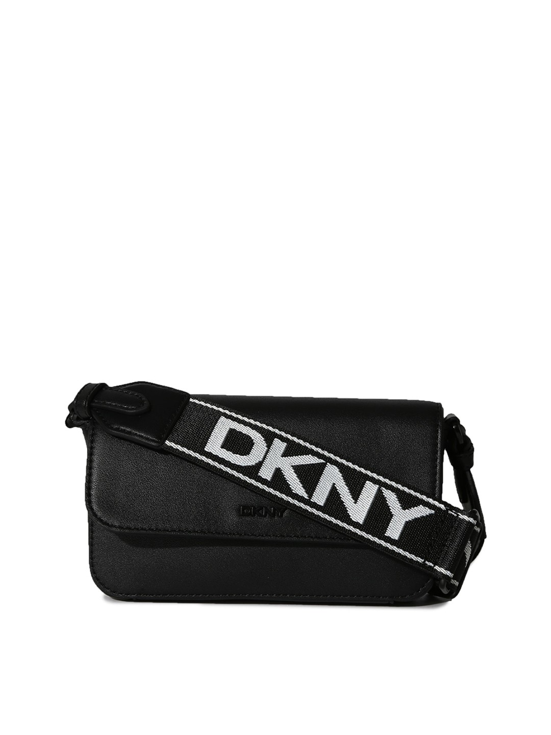 

DKNY Black Textured Leather Swagger Sling Bag with Fringed