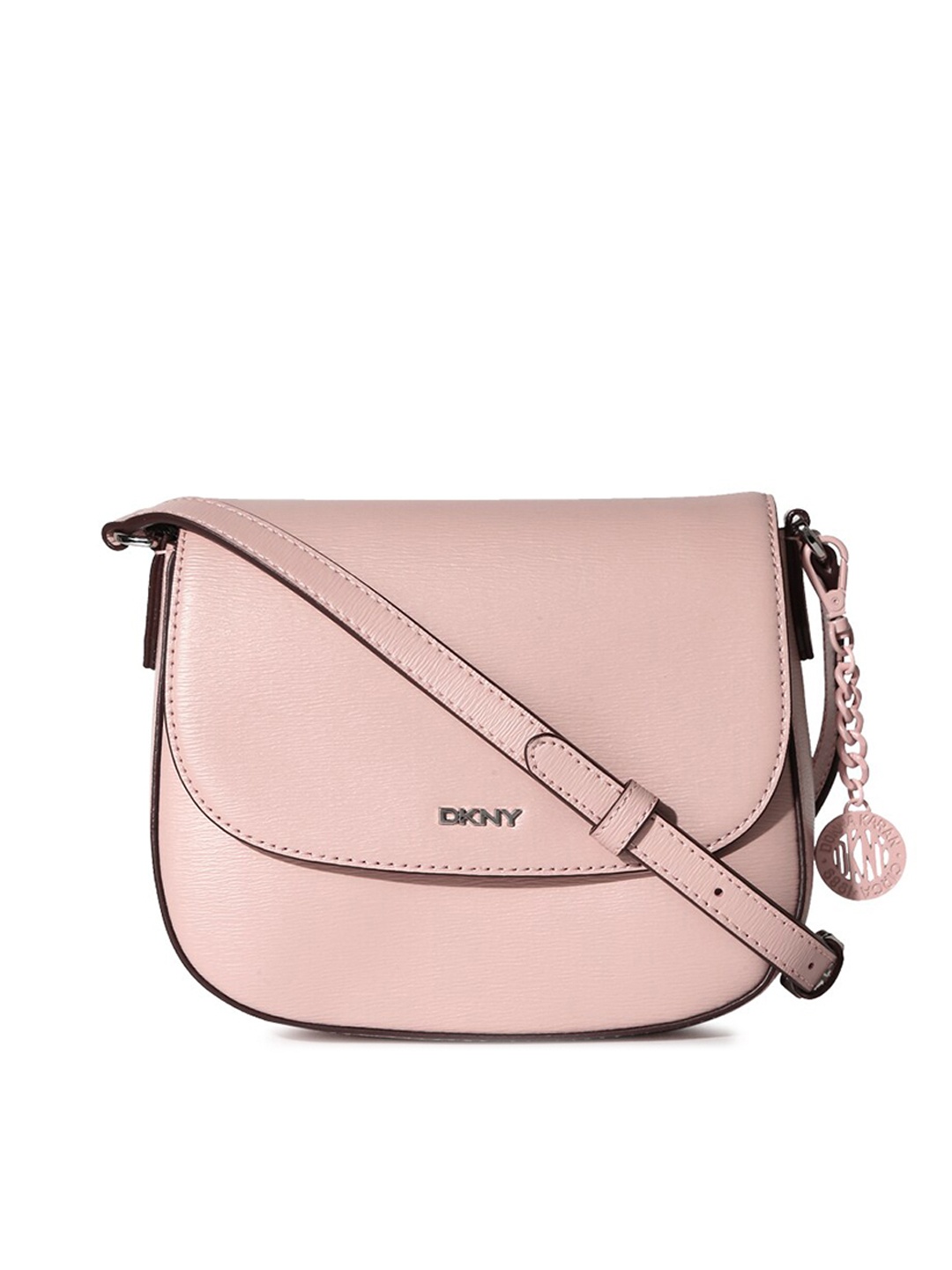 

DKNY Pink Leather Half Moon Sling Bag