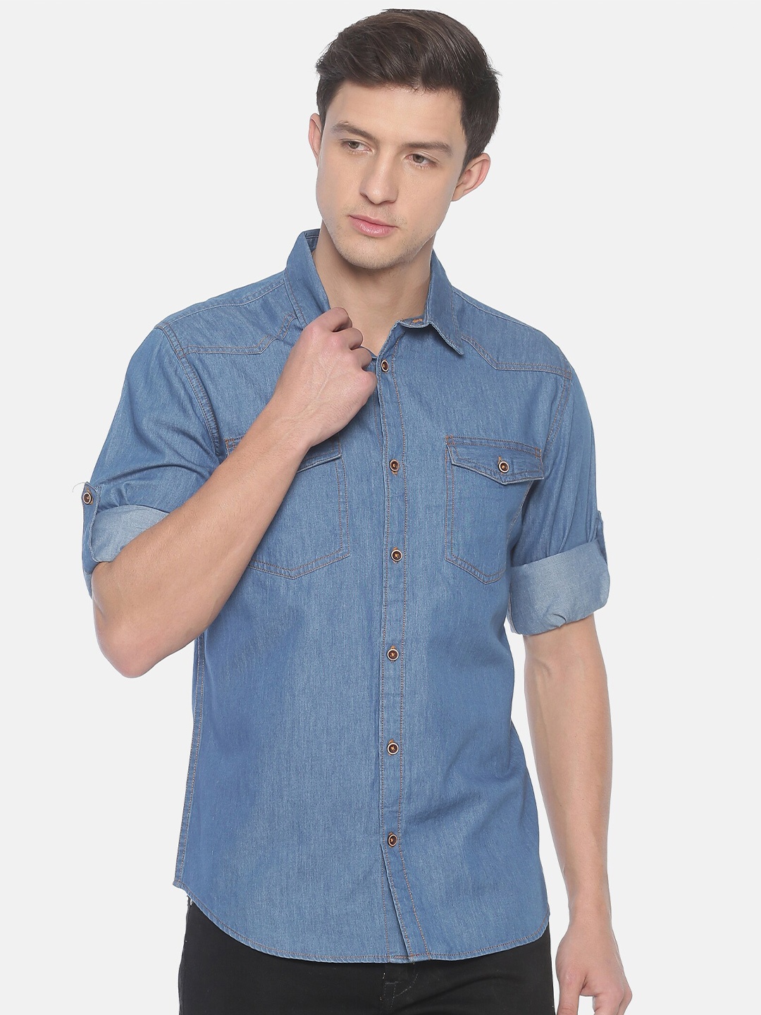 

Raa Jeans Men Blue Classic Casual Shirt