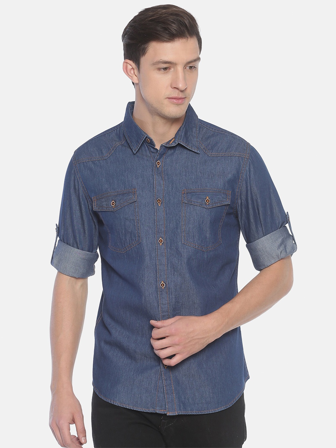

Raa Jeans Men Blue Classic Casual Shirt