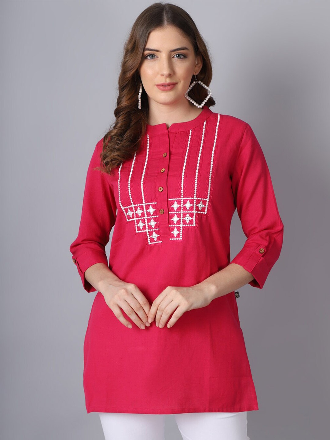 

Pistaa Pink Embroidered Kurti