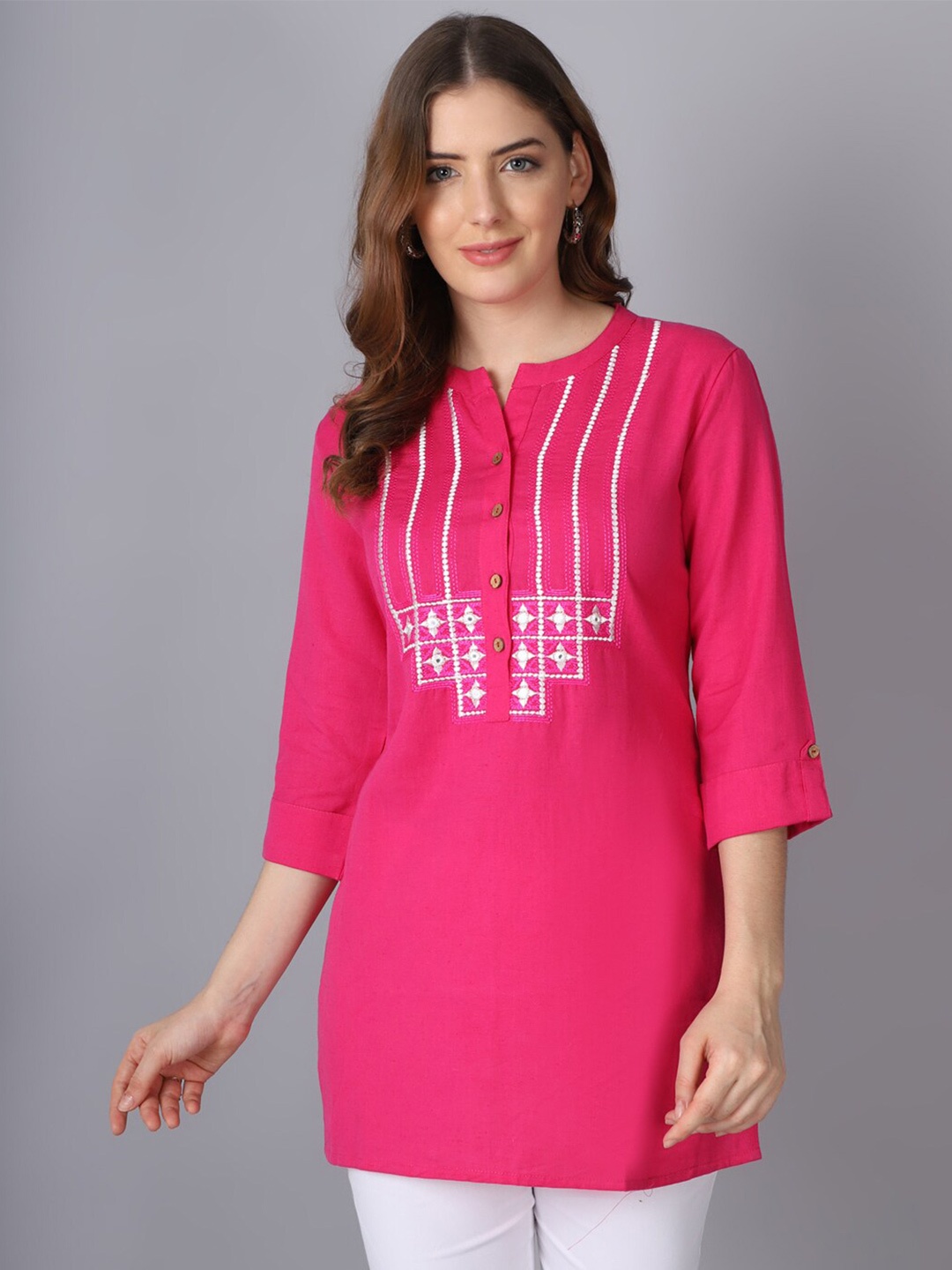 

Pistaa Pink Embroidered Kurti