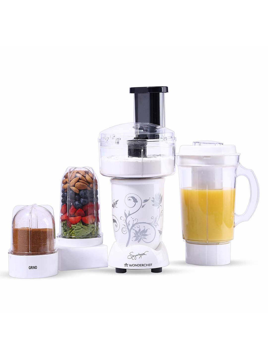 

Wonderchef Blue 4-Jar Nutri-blend Compact Food Processor with Atta Kneader 400 W, White