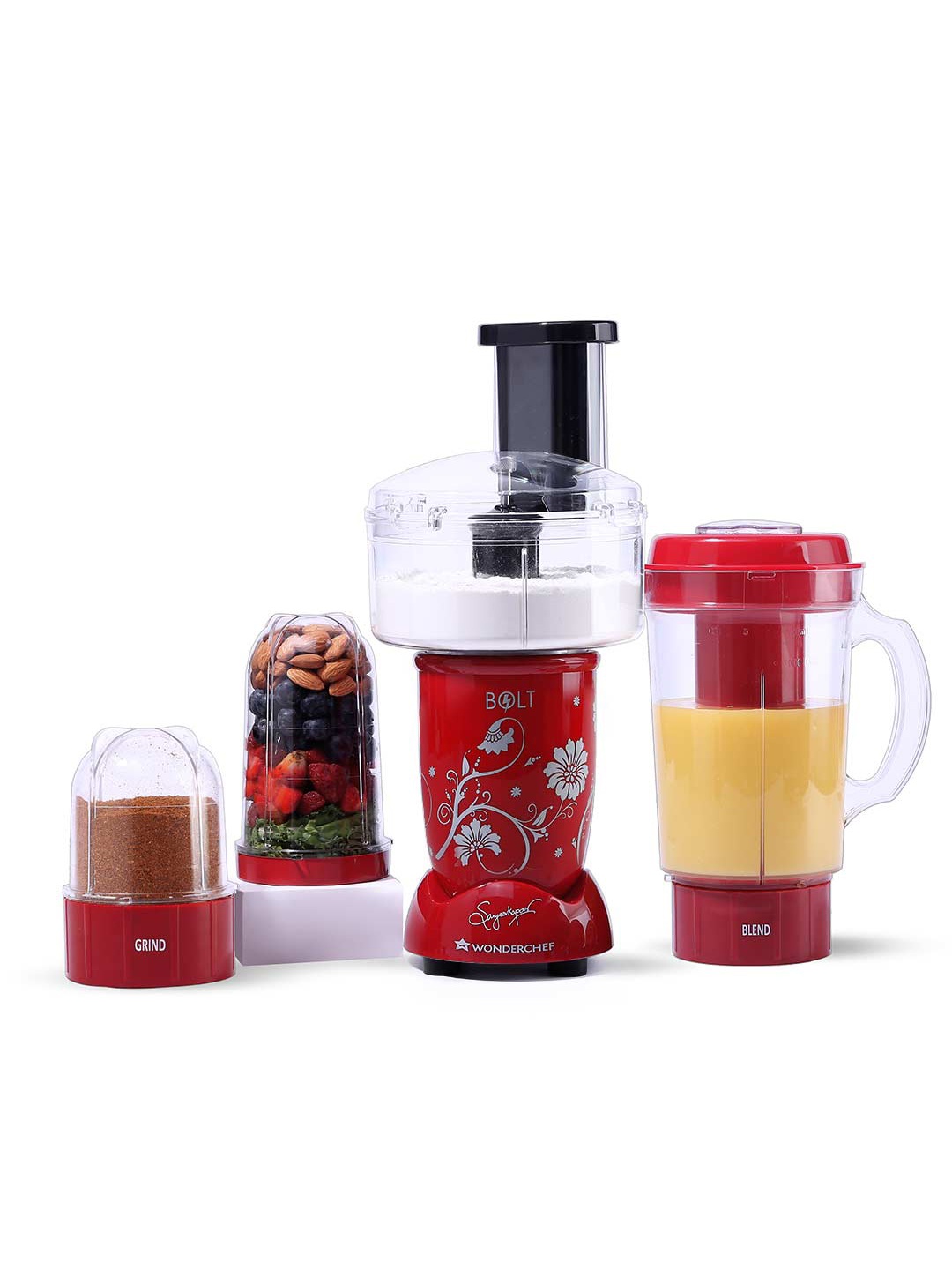 

Wonderchef Red 4 Jar Nutri-blend BOLT Food Processor & Atta Kneader 600 W