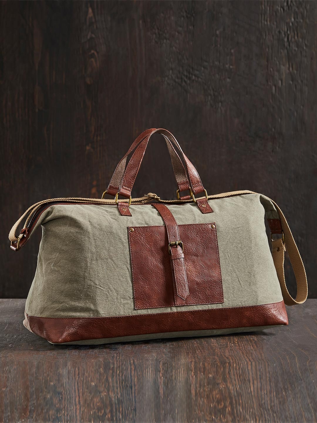 

Mona B Moss Green Cotton Canvas Duffel Gym Travel and Sports Bag with Stylish Design