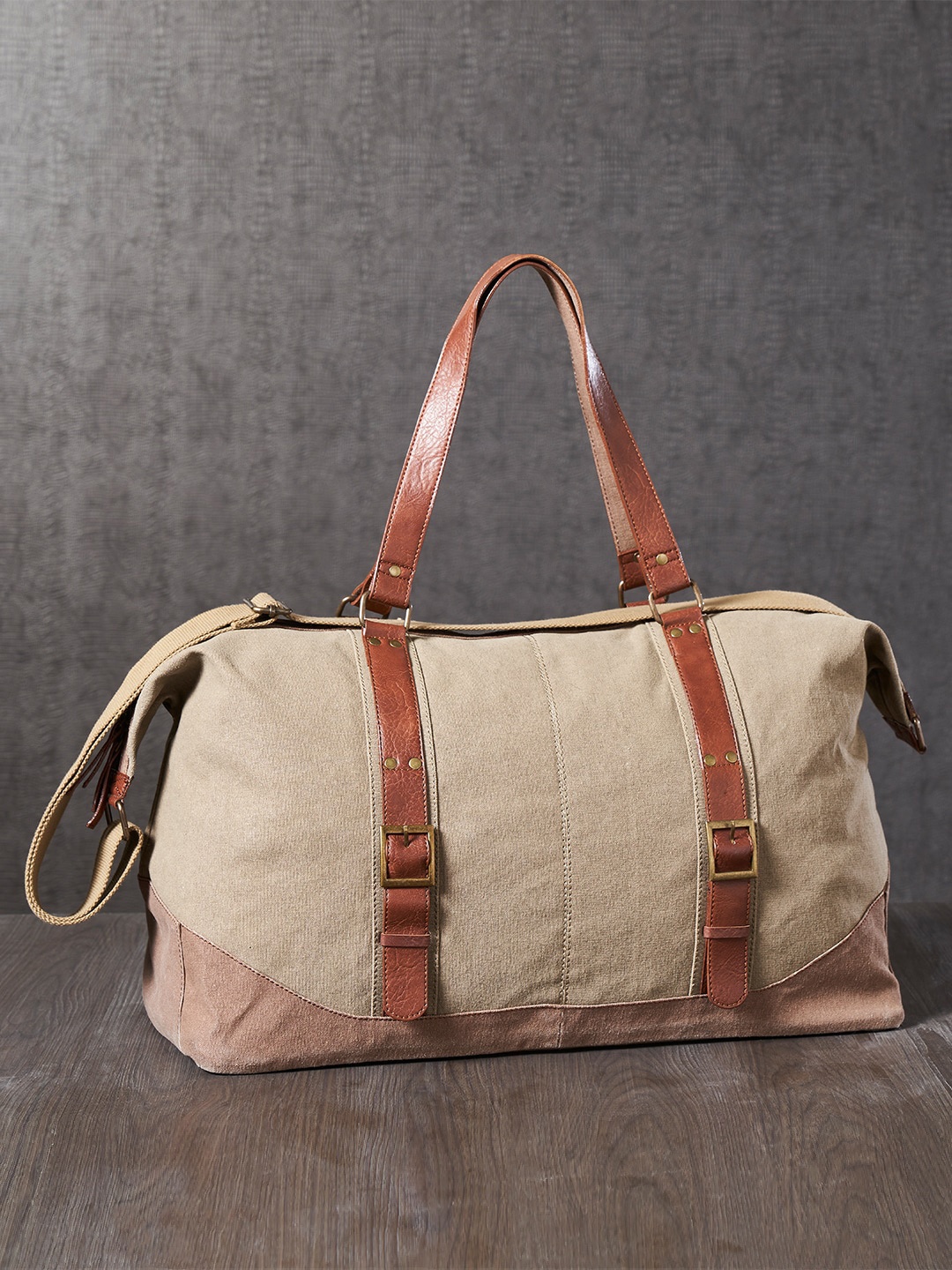 

Mona B Brown Cotton Canvas Duffel Gym Travel and Sports Bag with Stylish Design