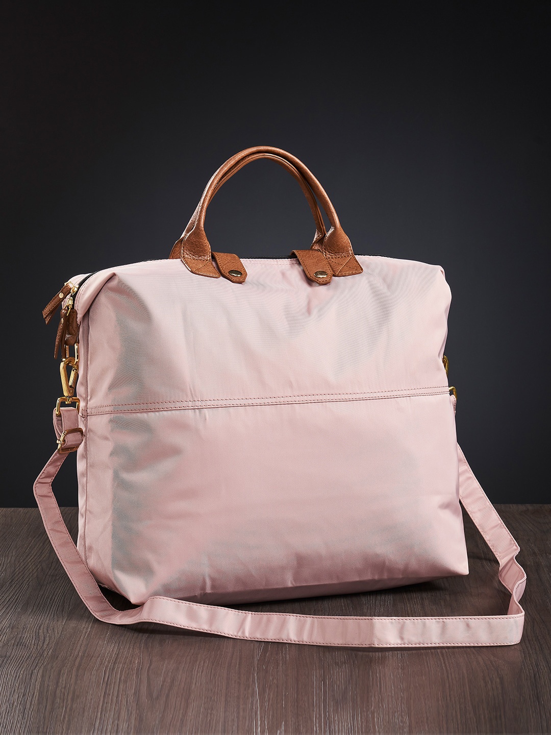 

Mona B Pink Recycled Polyester Packable Duffel Bag with Stylish Design