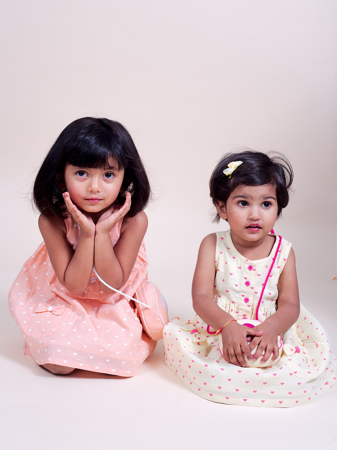 

Little Carrot Peach-Coloured Linen A-Line Dress