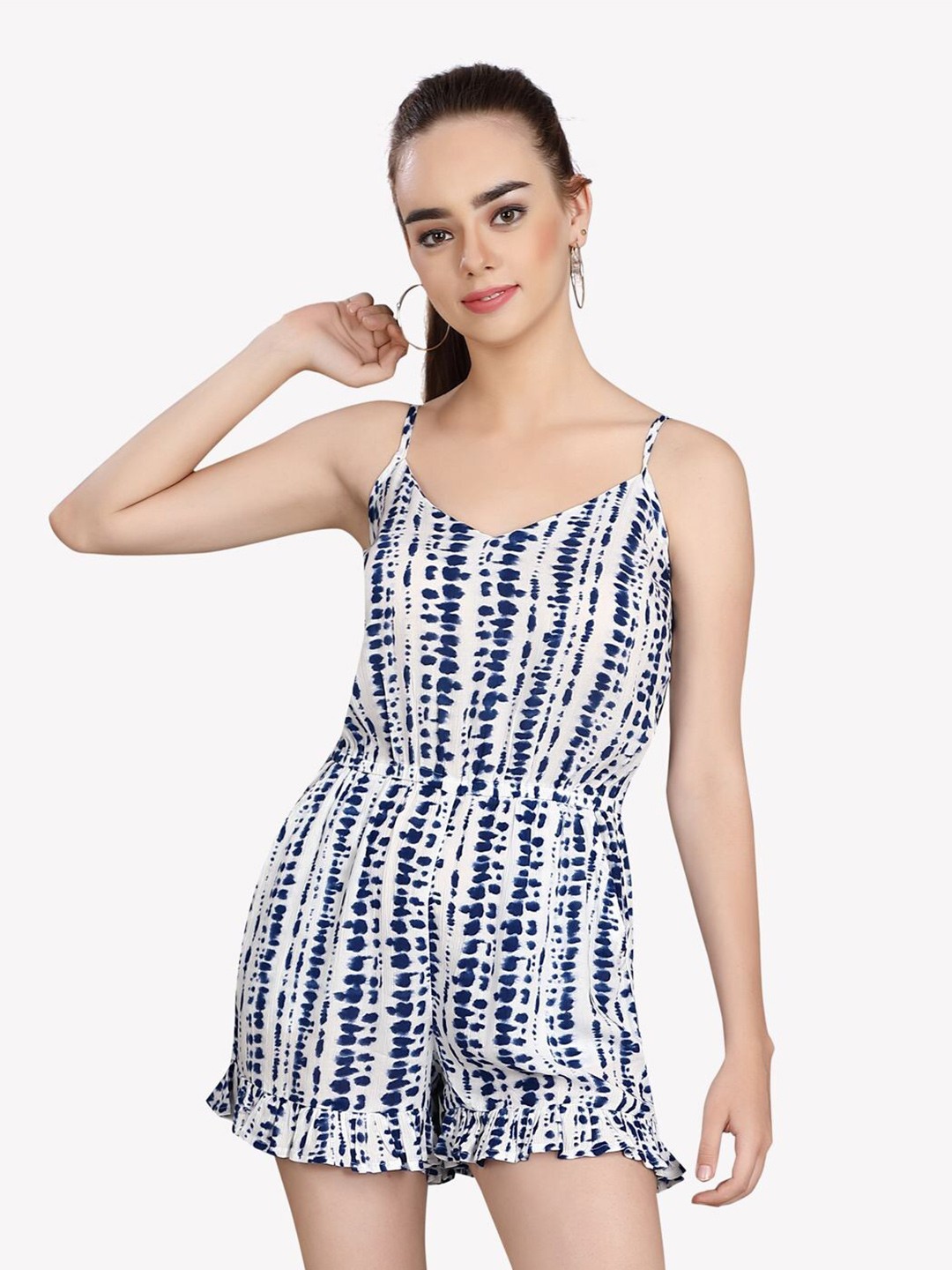 

VASTRADO Blue & White Printed Jumpsuit