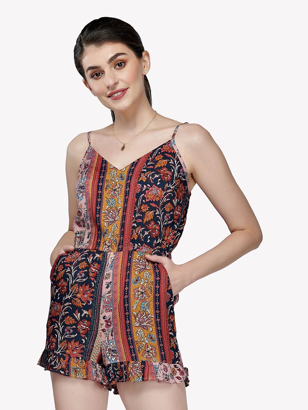 

VASTRADO Red & Navy Blue Printed Jumpsuit
