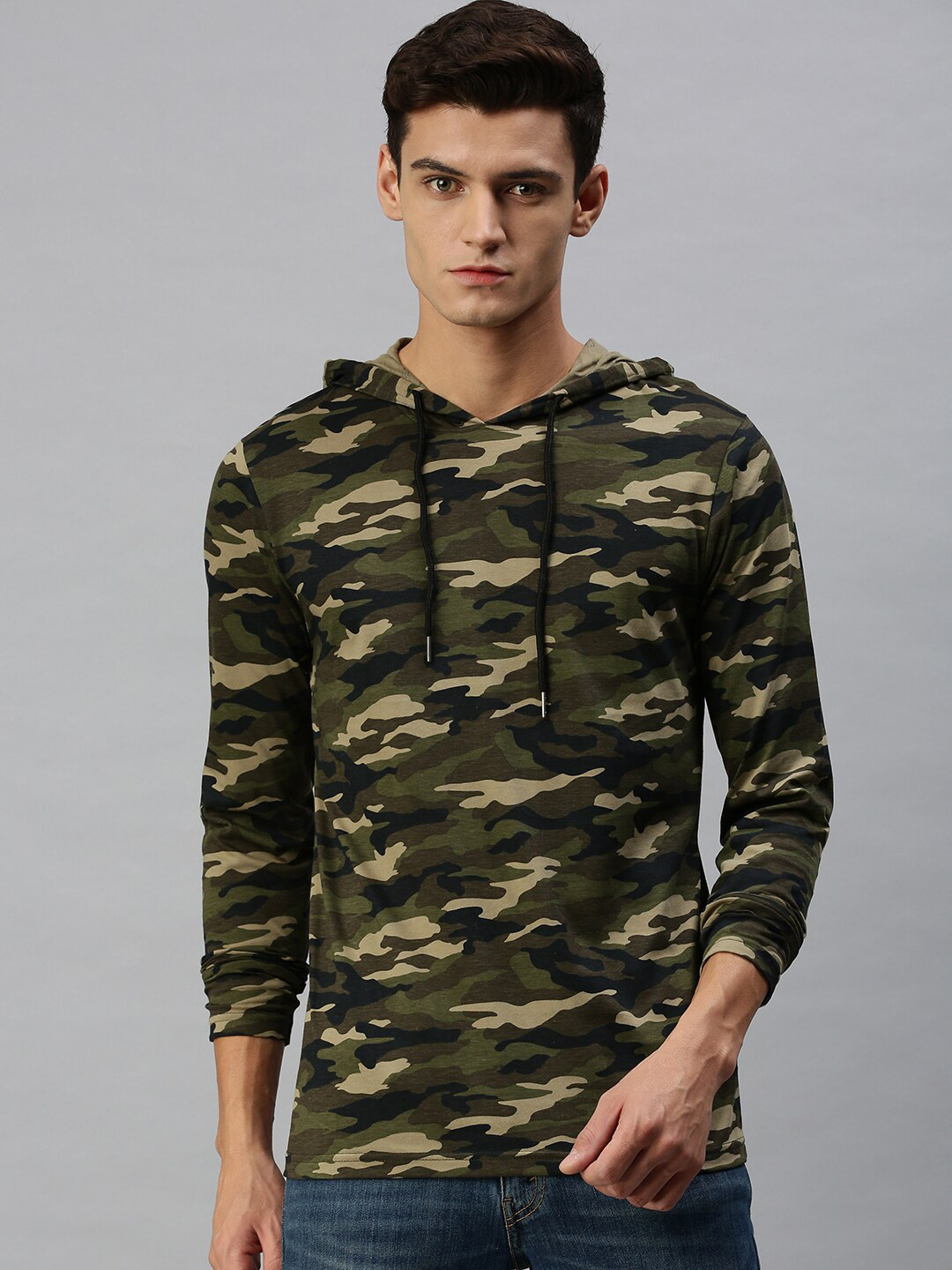 

PEPPYZONE Men Green Camouflage Printed T-shirt