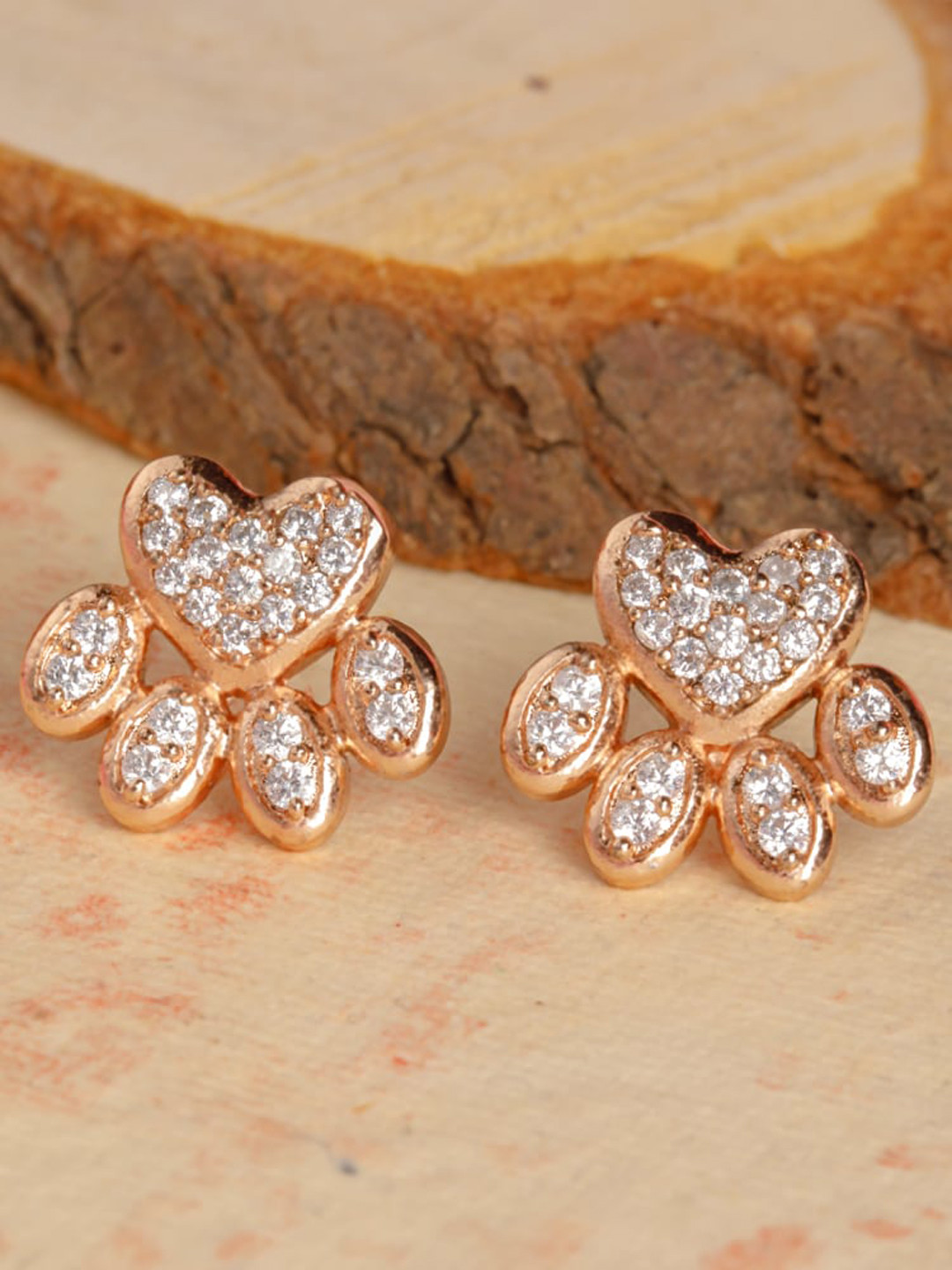 

BARSANO Gold-Toned Contemporary Studs Earrings