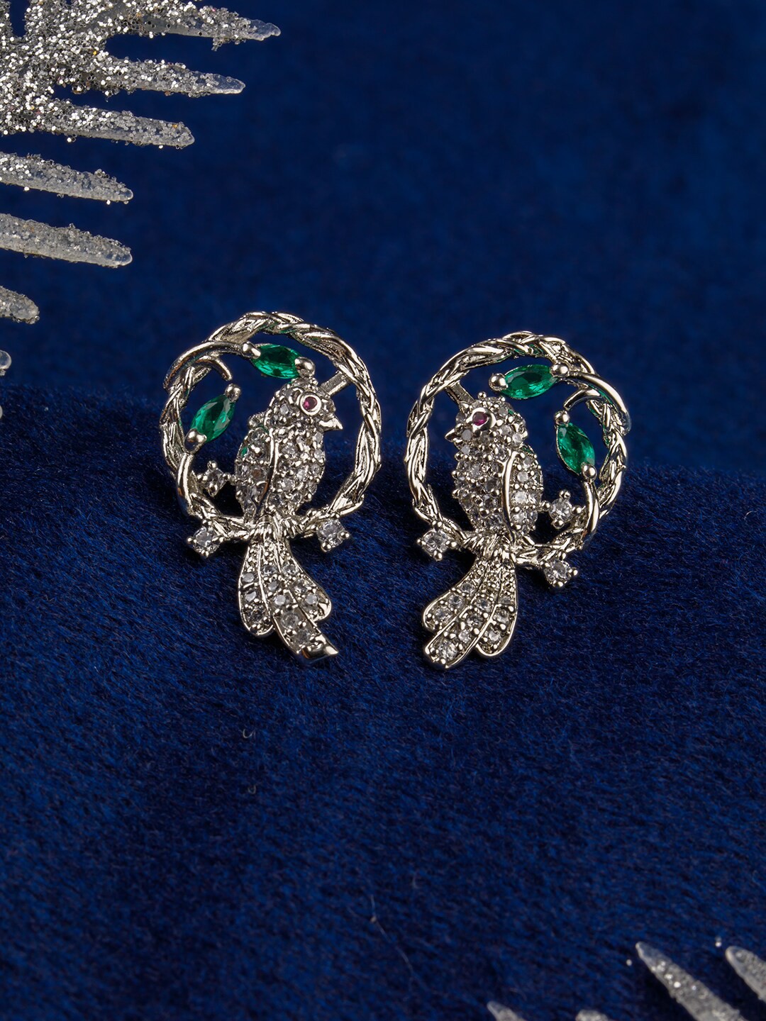 

BARSANO Silver-Toned Animal Shaped Studs Earrings