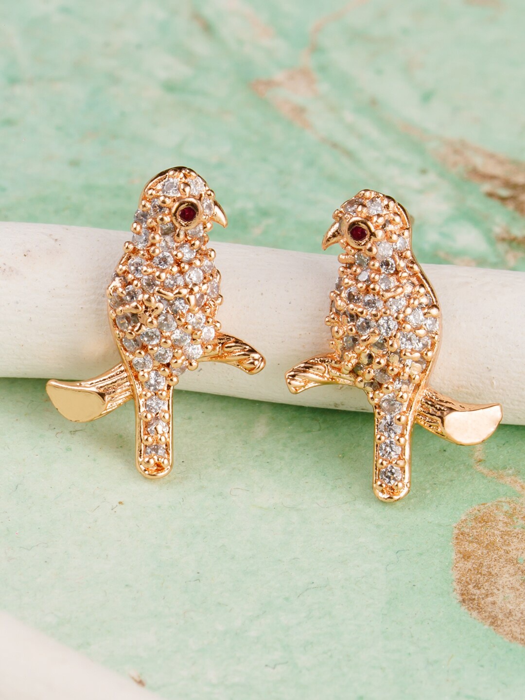 

BARSANO Gold-Toned Contemporary Drop Earrings