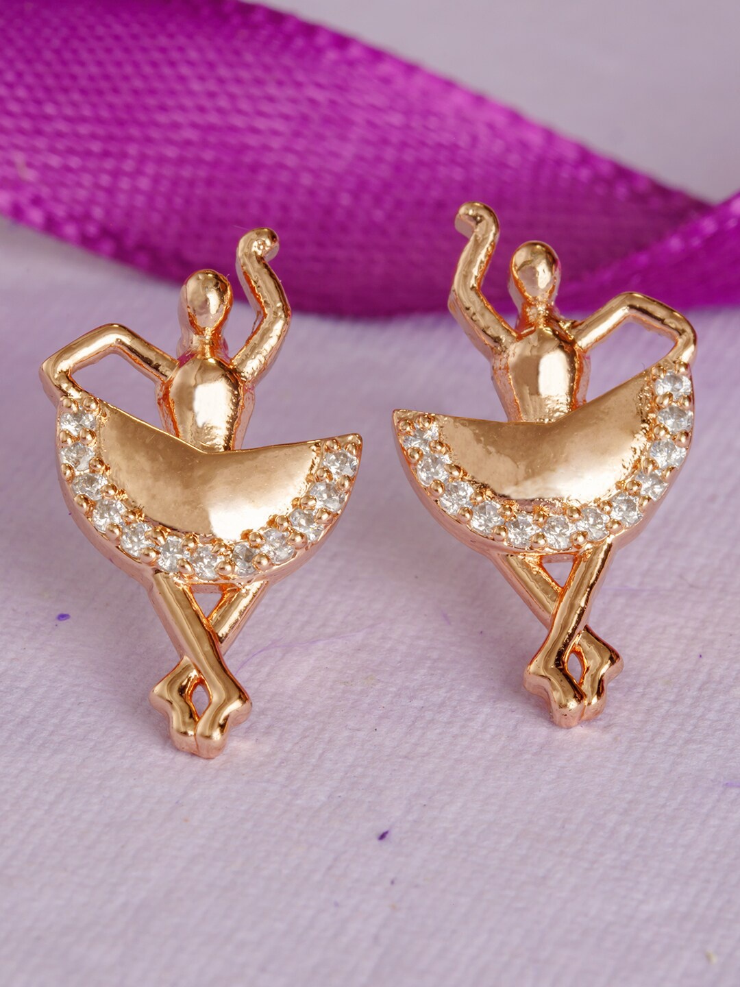

BARSANO Gold-Toned Contemporary Drop Earrings