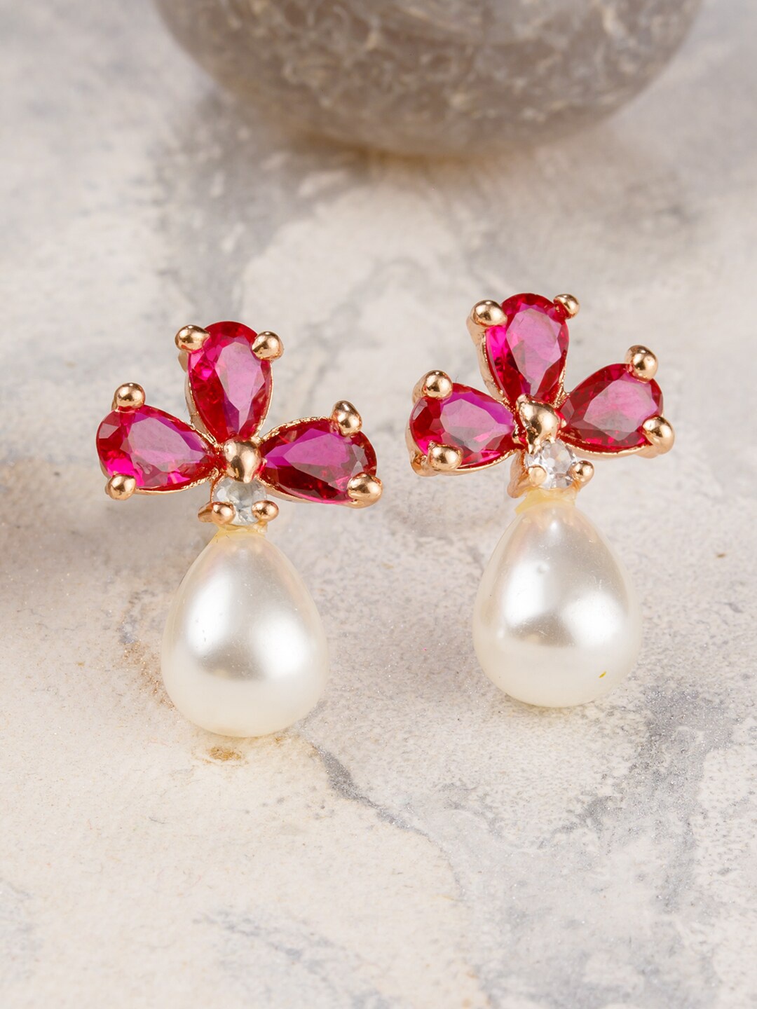 

BARSANO Pink Contemporary Studs Earrings