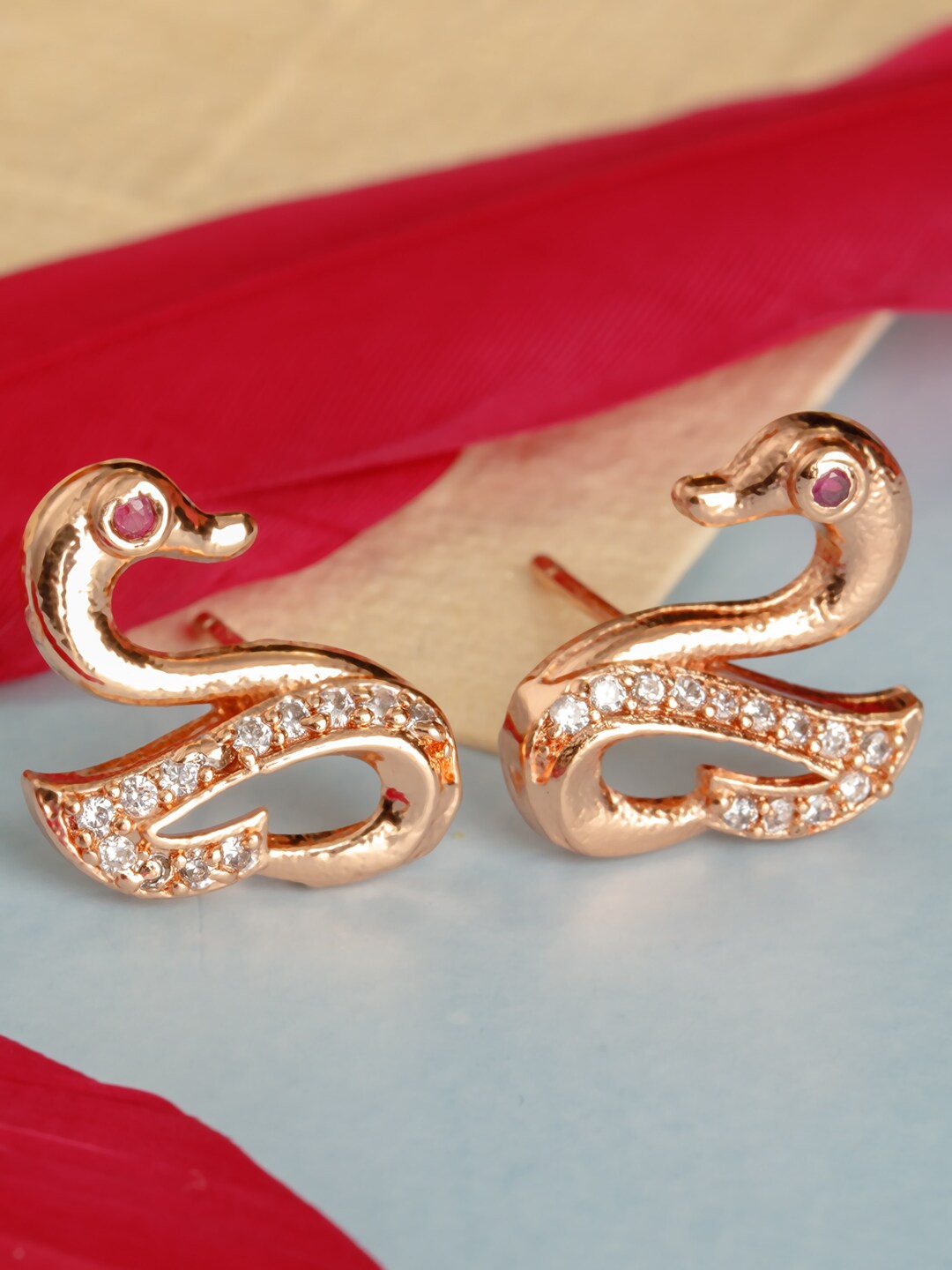 

BARSANO Gold-Toned Animal Shaped Studs Earrings