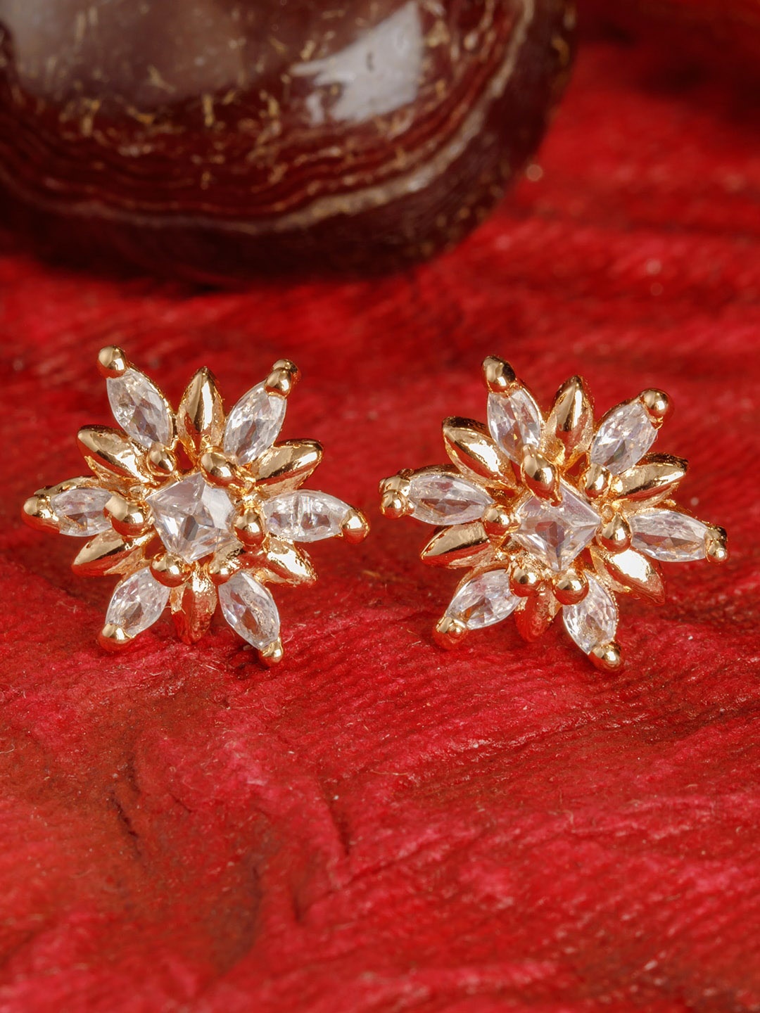 

BARSANO Gold-Toned Spiked Studs Earrings