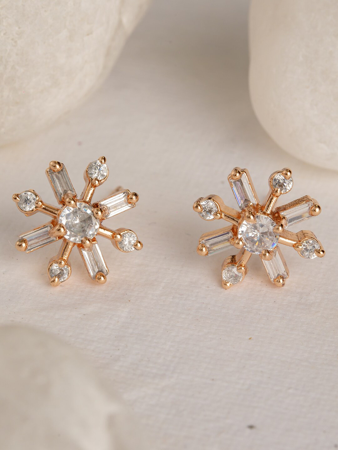 

BARSANO Gold-Toned Spiked Studs Earrings